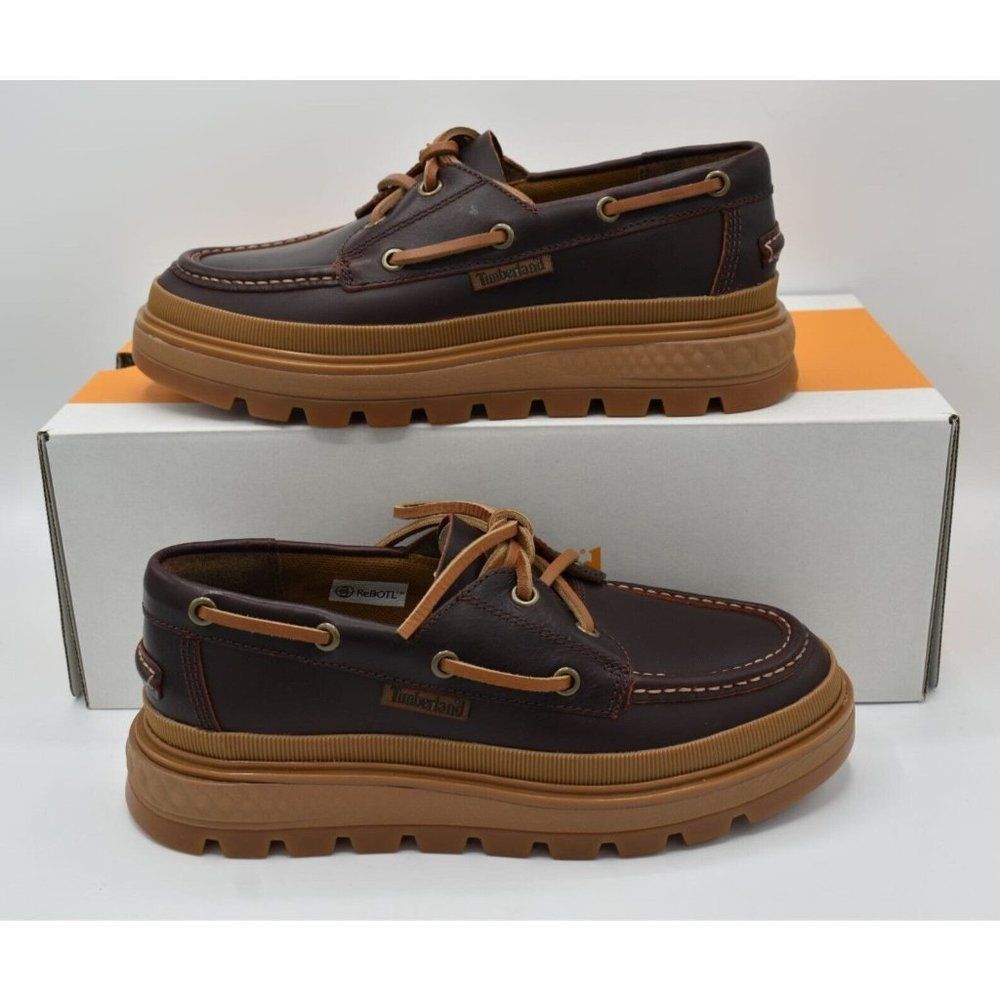 Timberland Brown and Tan Lug Sole Boat Shoes - Picture 8 of 11